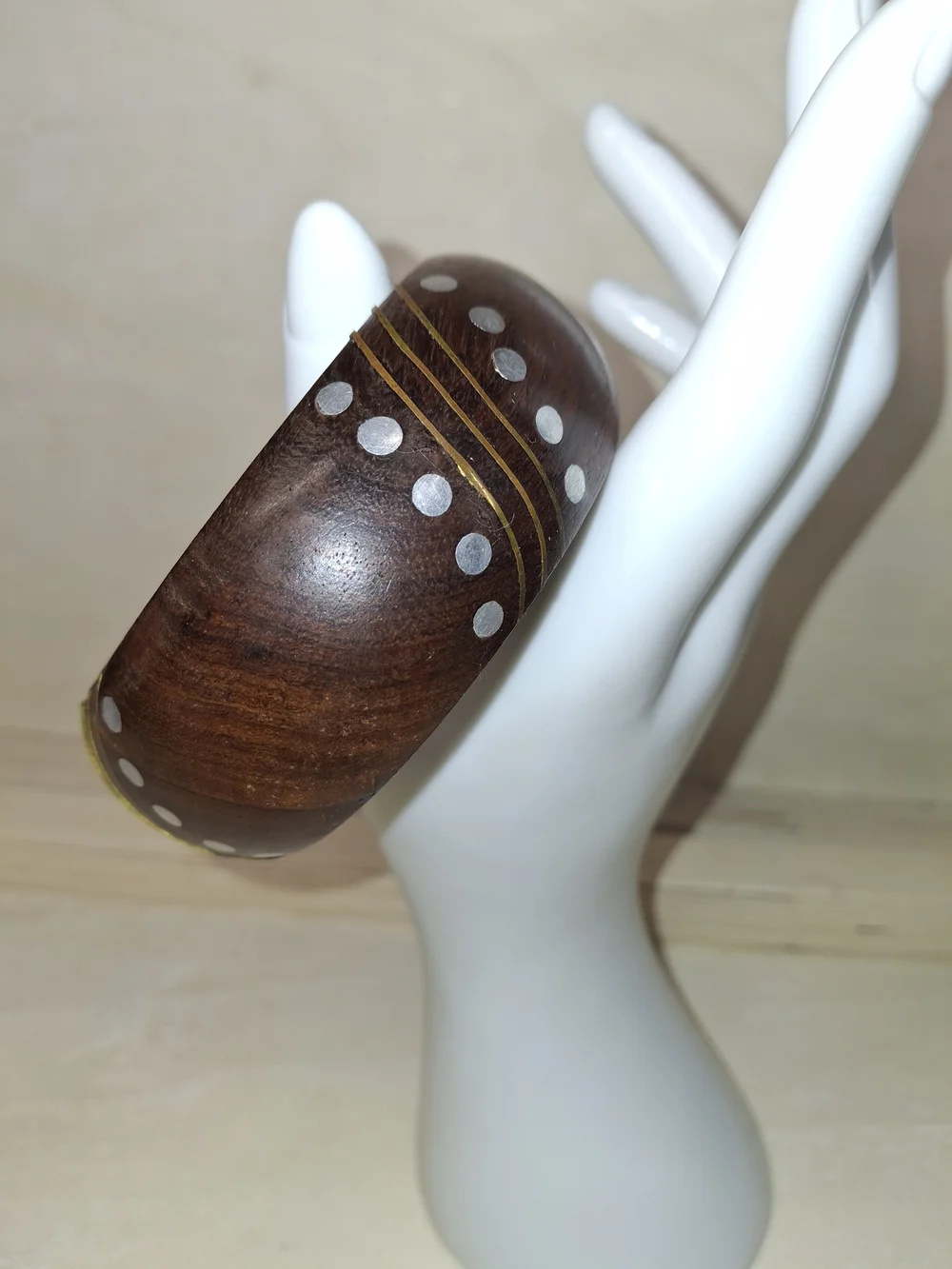Wooden Brown Inlay Cuff Bracelet